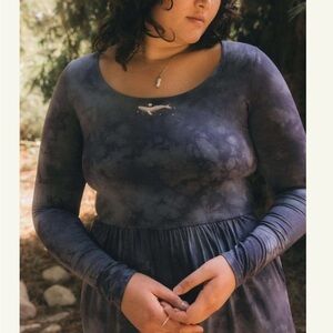 Blue Long Sleeve Fitted Bodysuit